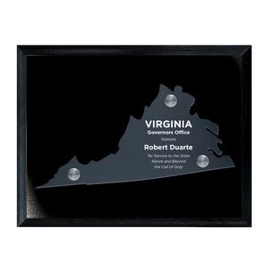 Frosted Acrylic VA State Cutout on Black Plaque
