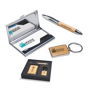 Maple Gift Set - Pen, Keychain, & Business Card Holder