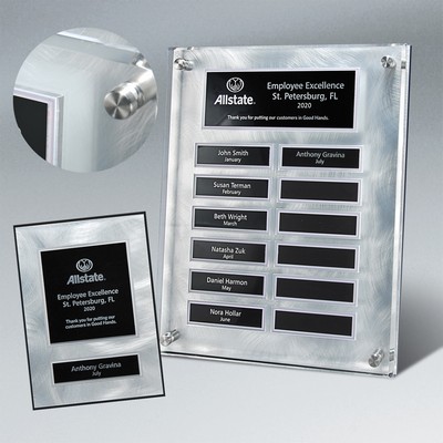 Raised Lucite Silver Swirl 12-Plt Plaque Package Easy Perpetual with Companion Plaques
