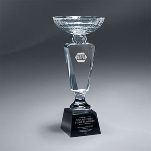 Faceted Crystal Cup on Black Crystal Base - Medium (2 Locations and Silver Color-Fill on Base)