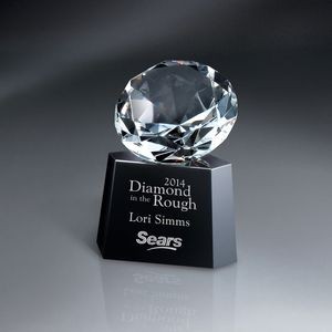 Optic Crystal Diamond on Black Glass Base (Includes Silver Color-Fill on Base)