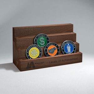 Walnut Triple Row Challenge Coin Display