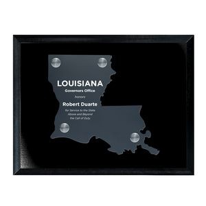 Frosted Acrylic LA State Cutout on Black Plaque