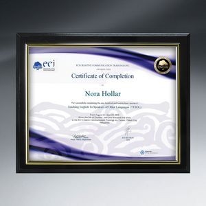 Slide-in Certificate Plaque - Ebony Finish for 11" x 8 1/2" Insert with Gift Box