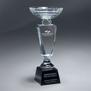 Faceted Crystal Cup on Black Crystal Base - Large (2 Locations and Silver Color-Fill on Base)