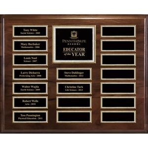 Genuine Walnut 18-Plt Magnetic Pearl or Blue Border Plaque with Easy Perpetual Plt Release Program