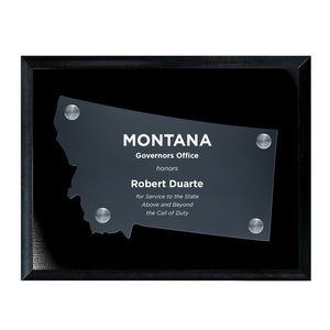 Frosted Acrylic MT State Cutout on Black Plaque