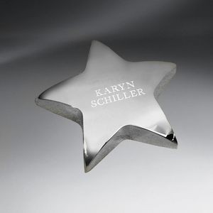 Silver Tone Star Paperweight (Text only)