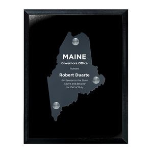 Frosted Acrylic ME State Cutout on Black Plaque