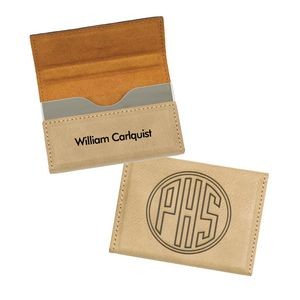 Leatherette Hard Business Card Case - Light Brown