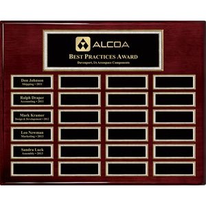 Rosewood Piano 24-Plt Magnetic Pearl Border Plaque with Easy Perpetual Plt Release Program