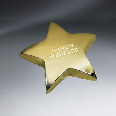 Gold Tone Star Paperweight (Text only)