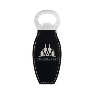 Leatherette Bottle Opener (Black/Silver)