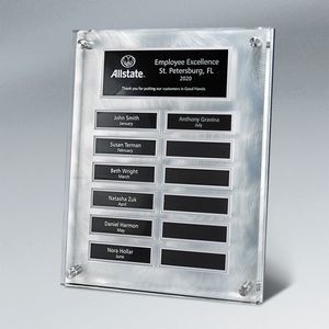 Raised Lucite Silver Swirl 12-Plt Plaque with Easy Perpetual Plate Release Program
