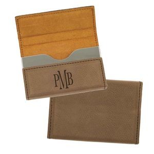Leatherette Hard Business Card Case - Dark Brown