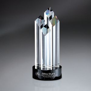 Optic Crystal Diamond Spires on Black Glass Base (Includes Silver Color-Fill on Base)