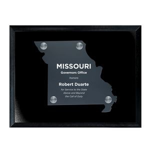 Frosted Acrylic MO State Cutout on Black Plaque