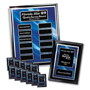 Ebony Finish 12-Plt Layered Blue/Silver Border Plaque Package Easy Perpetual with Companion Plaques
