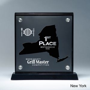 Frosted Lucite NY State Cutout on Risers Award
