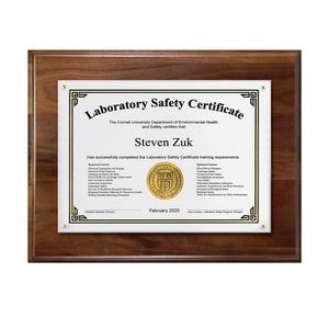 Genuine Walnut Certificate/Overlay Plaque for 7