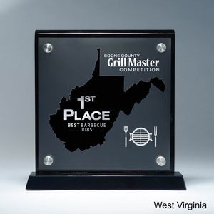 Frosted Lucite WV State Cutout on Risers Award