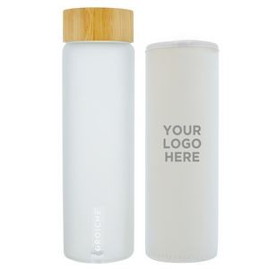 GROSCHE VENICE Glass Water Bottle with Bamboo Lid and Neoprene Sleeve | 22 FL OZ/650 ML