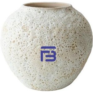 White Ceramic Textured Medium Flower Vase