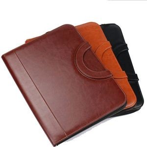Black Leather Business Portfolio with folding Handles