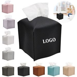 Square Decorative PU Leather Tissue Box