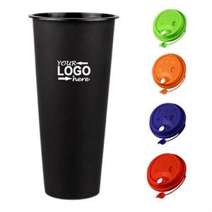 24oz Customizable Black Frosted Plastic Cups