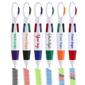 4-In-1 Multicolor Retractable Pens With Carabiner Clip