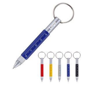 Multi Function 6-In-1 Tool Stylus Twist Pen With Key Ring