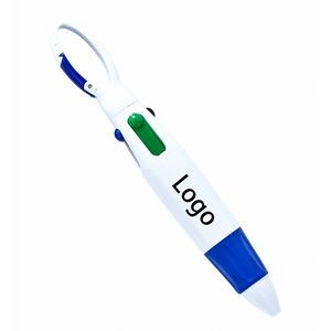 4-In-1 Multicolor Retractable Pen With Carabiner