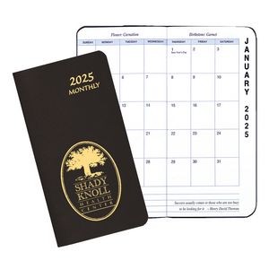 Monthly Pocket Planner W/ Leatherette Cover - Up Right Format