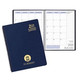 Academic Wire Bound Monthly Desk Planner w/ Leatherette Cover