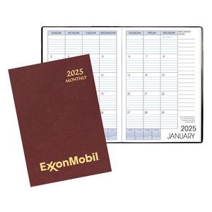 Monthly Desk Saddle Stitched Appointment Planner W/ Leatherette Cover