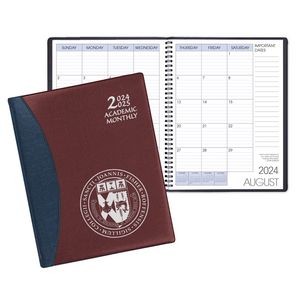 Academic Wire Bound Monthly Desk Planner w/ Carriage Vinyl Cover