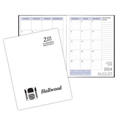 Academic Saddle Stitched Monthly Desk Planner w/ White Economy Cover