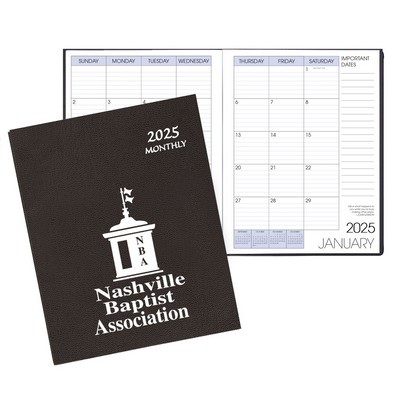 Monthly Desk Saddle Stitched Appointment Calendar/Planner w/ Leatherette Cover