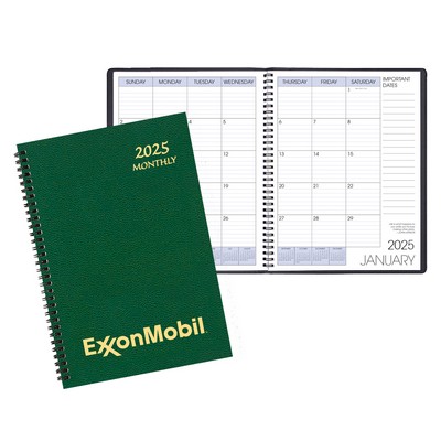 Monthly Desk Wire Bound Appointment Planner w/ Leatherette Cover