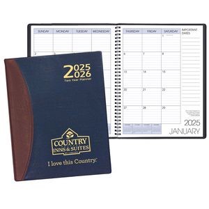 Two Year Monthly Desk Planner w/ Carriage Vinyl Cover