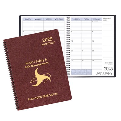 Monthly Desk Wire Bound Appointment Calendar/Planner w/ Leatherette Cover