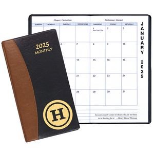 Monthly Pocket Planner w/ Carriage Vinyl Cover - Upright Format