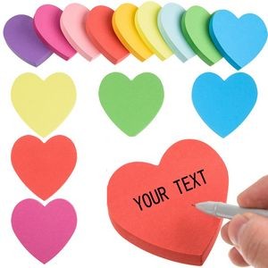100 sheets Multicolor Heart Shaped Sticky Memo Pads