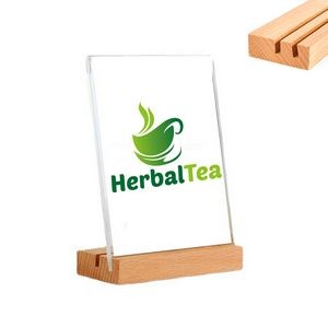 6'' X 8.3'' Wooden Base Menu Card Holder with Double Slot