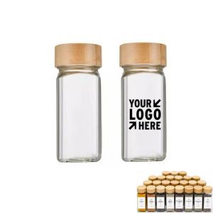 4oz. Square Glass Seasoning Bottle with Bamboo Lid