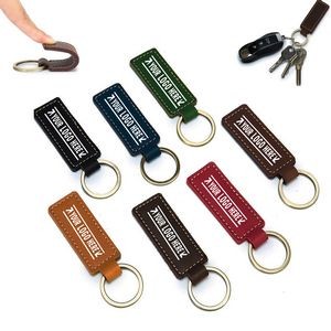 PU leather keychain with Bronze Ring