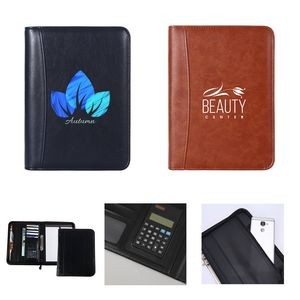 Multifunctional A4 Leather File Folder with Calculator