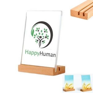 4'' X 6.3'' Wooden Base Menu Card Holder with Double Slot