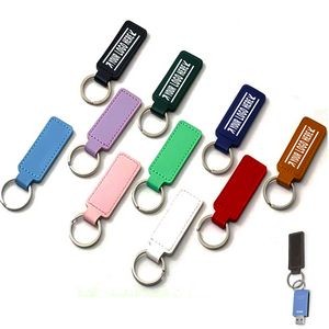 Rectangular Doublesided PU Keychain with Metal Plate